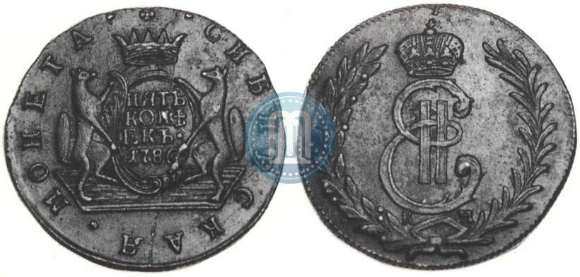 Фото 5 копеек 1780 года КМ 