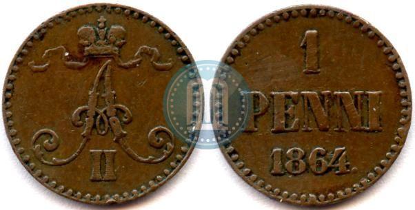 Фото 1 пенни 1864 года  