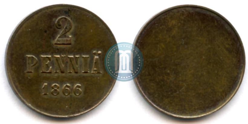Picture 2 pennia 1866 year  "Pattern"