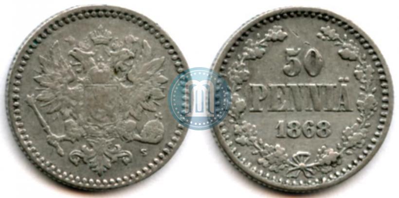 Фото 50 пенни 1868 года S 