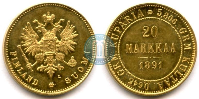 Picture 20 markkaa 1891 year L 
