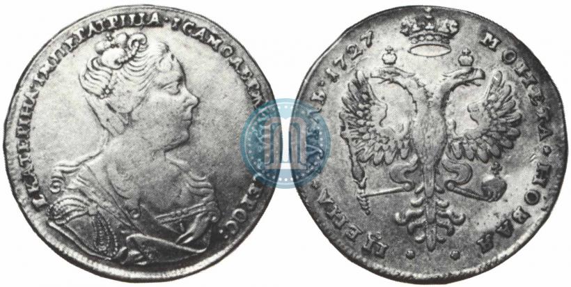 Фото 1 рубль 1727 года  "Московский тип, портрет вправо"