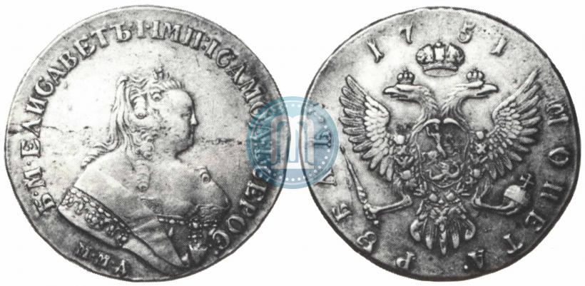 Фото 1 рубль 1751 года ММД 