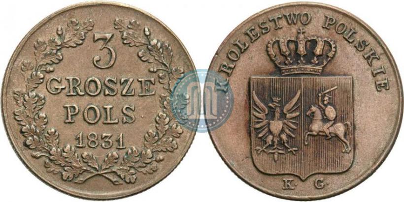 Picture 3 grosze 1831 year KG "Polish uprising"