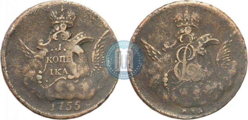 Picture 1 kopeck 1755 year ММД 