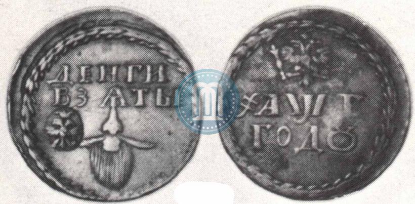 Picture Beard token coin 1705 year  "With overstrike"
