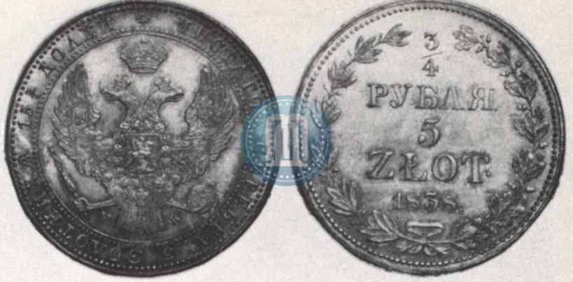 Picture 3/4 roubles - 5 złotych 1838 year MW 