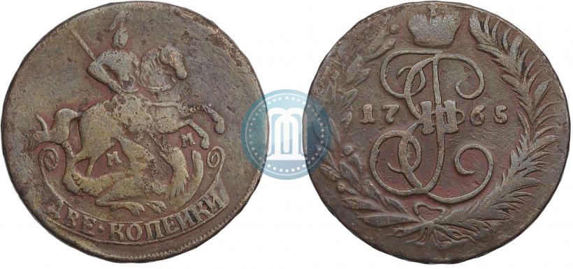 Фото 2 копейки 1765 года ММ 