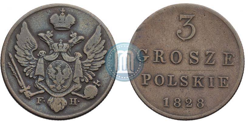 Фото 3 гроша 1828 года FH 
