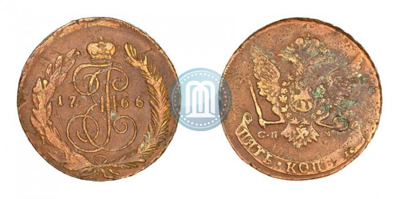 Фото 5 копеек 1766 года СПМ 