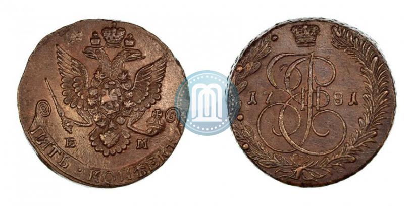 Picture 5 kopecks 1781 year ЕМ 