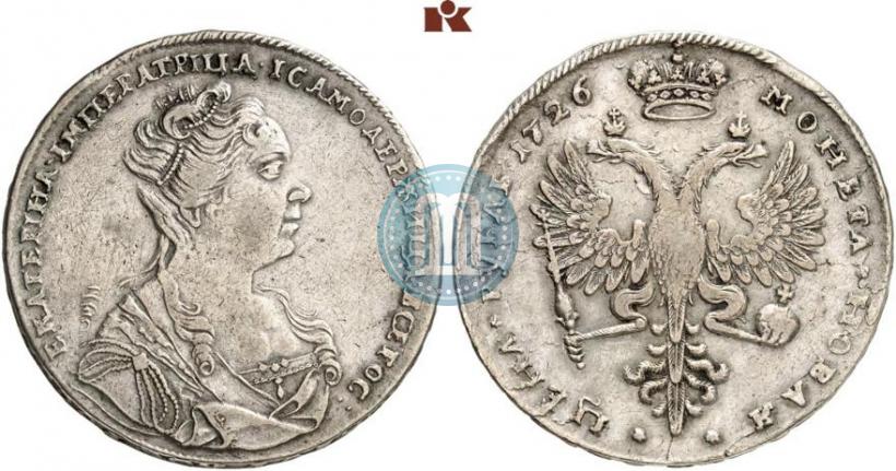 Фото 1 рубль 1726 года  "Московский тип, портрет вправо"
