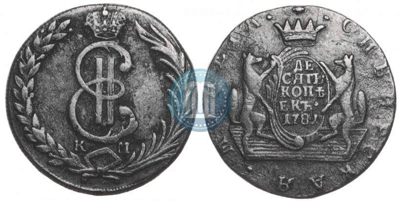 Picture 10 kopecks 1781 year КМ 