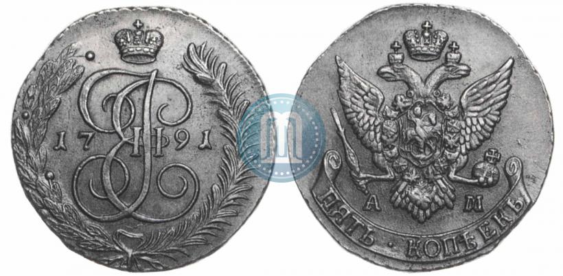 Picture 5 kopecks 1791 year АМ 