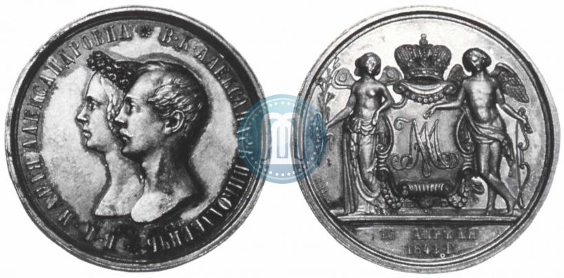 Фото Медаль 1841 года H. GUBE. FECIT "В память бракосочетания наследника престола"