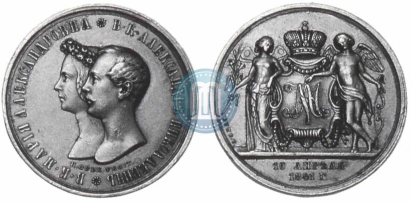 Picture Medal 1841 year H. GUBE. FECIT "In the memory of the wedding of the crown prince"