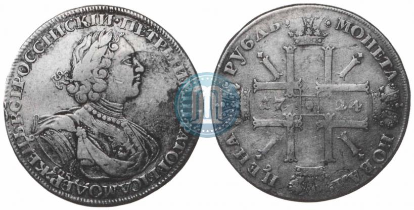 Picture 1 rouble 1724 year СПБ "Sun rouble, portrait in armour"