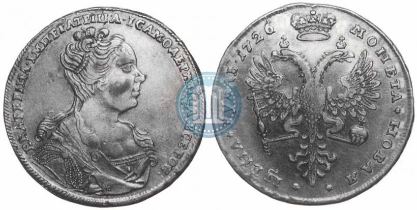 Фото 1 рубль 1726 года  "Московский тип, портрет вправо"