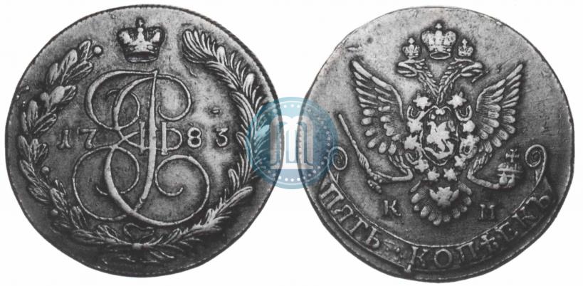 Фото 5 копеек 1783 года КМ 