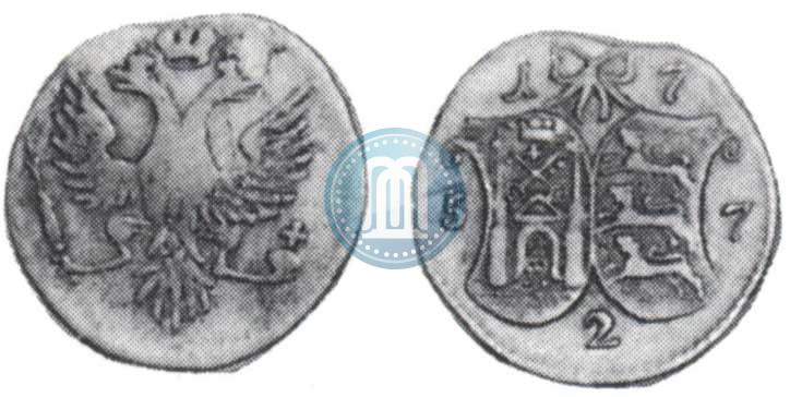 Фото 2 копейки 1757 года  "Ливонез"