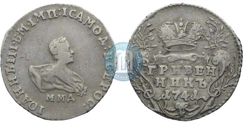Фото Гривенник 1741 года ММД 