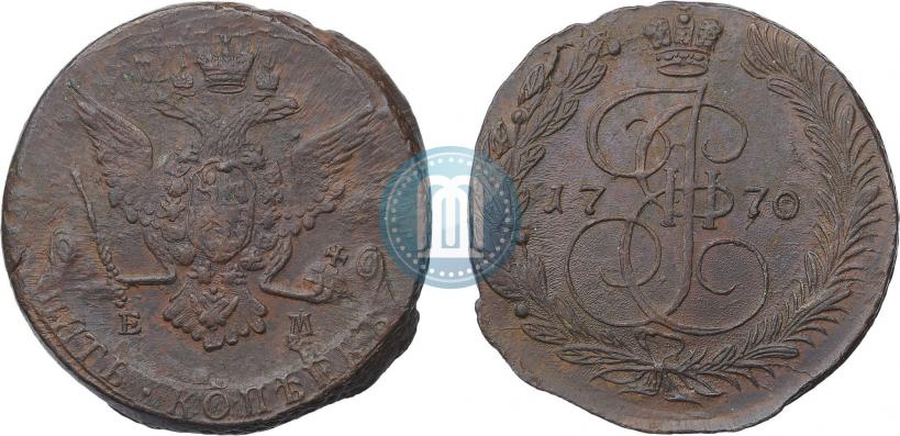 Picture 5 kopecks 1770 year ЕМ 
