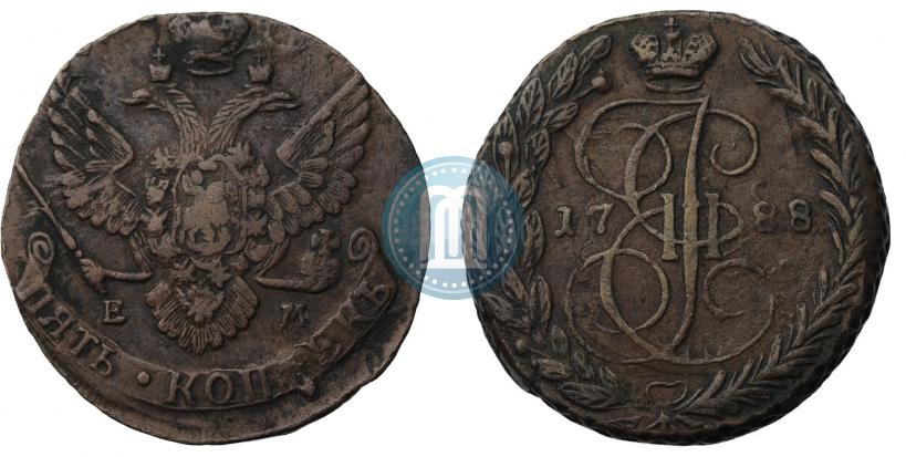 Picture 5 kopecks 1788 year ЕМ 