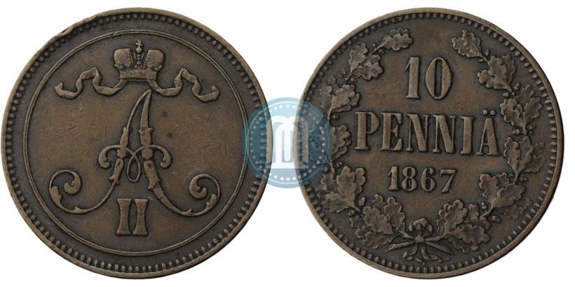 Фото 10 пенни 1867 года  