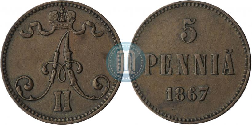 Picture 5 pennia 1867 year  
