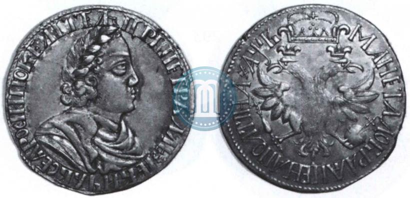 Picture Poltina 1702 year  "Without ribbons near the wreath"