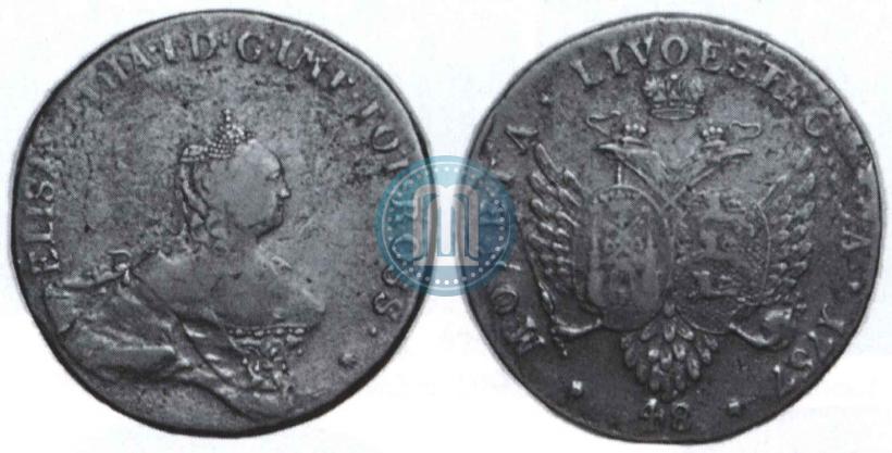 Picture 48 kopecks 1757 year  "For Livonia"
