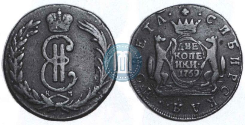 Фото 2 копейки 1769 года КМ 
