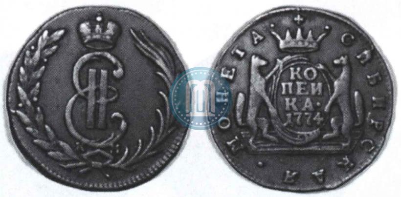 Фото 1 копейка 1774 года КМ 