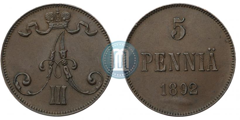 Picture 5 pennia 1892 year  