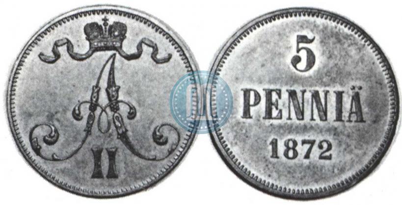 Picture 5 pennia 1872 year  