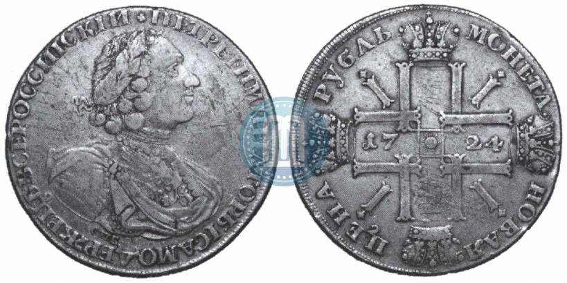 Picture 1 rouble 1724 year СПБ "Sun rouble, portrait in armour"