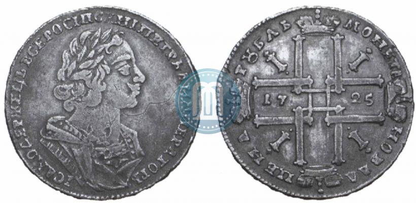 Фото 1 рубль 1725 года  "Портрет в античных доспехах"