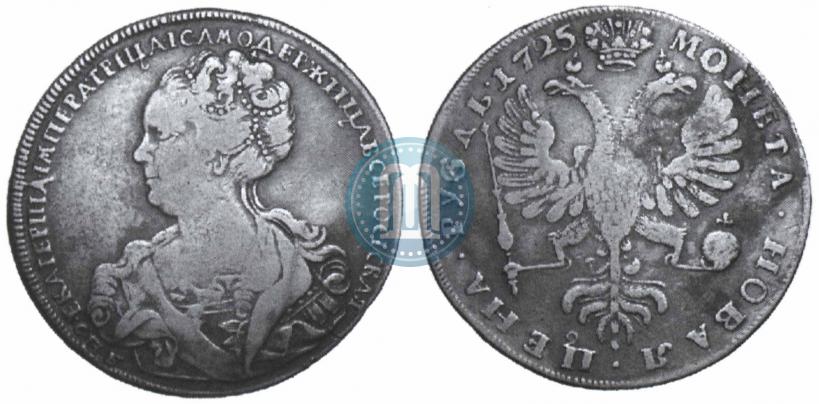 Picture 1 rouble 1725 year СПБ "Petersburg type, portrait turned to the left"