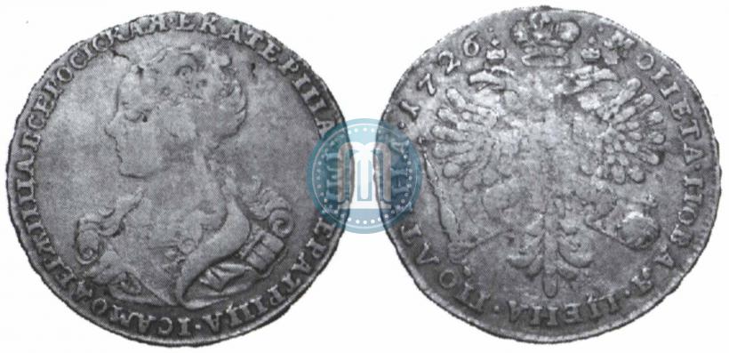 Фото Полтина 1726 года  "Московский тип, портрет влево"