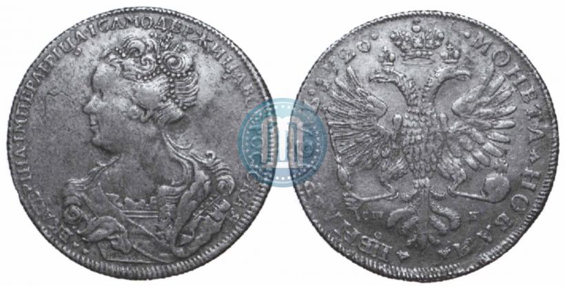 Picture 1 rouble 1726 year СПБ "Petersburg type, portrait turned to the left"