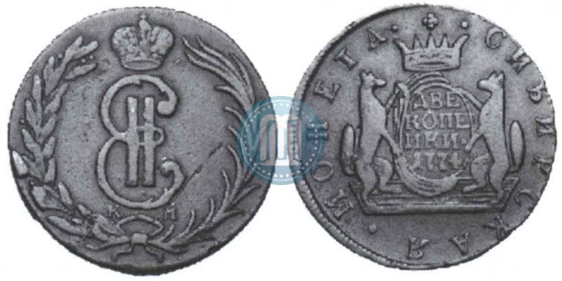 Фото 2 копейки 1774 года КМ 