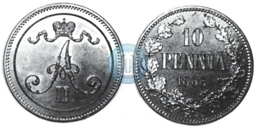 Фото 10 пенни 1866 года  