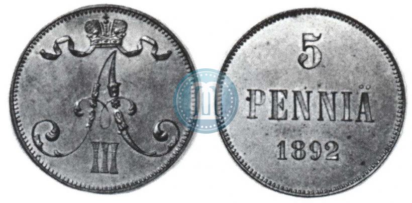 Picture 5 pennia 1892 year  