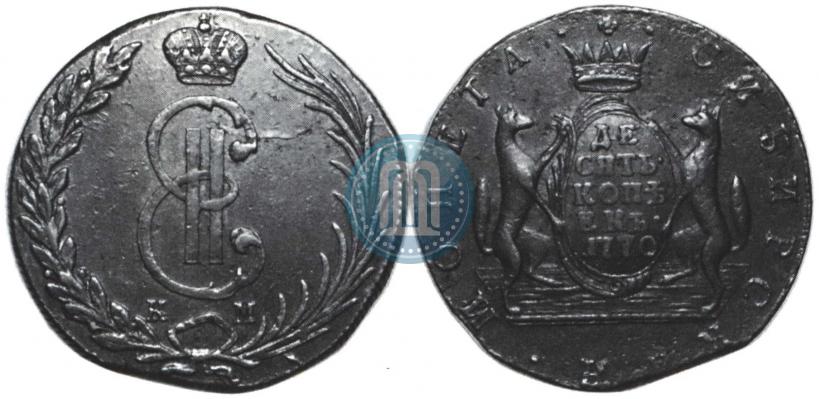 Фото 10 копеек 1770 года КМ 
