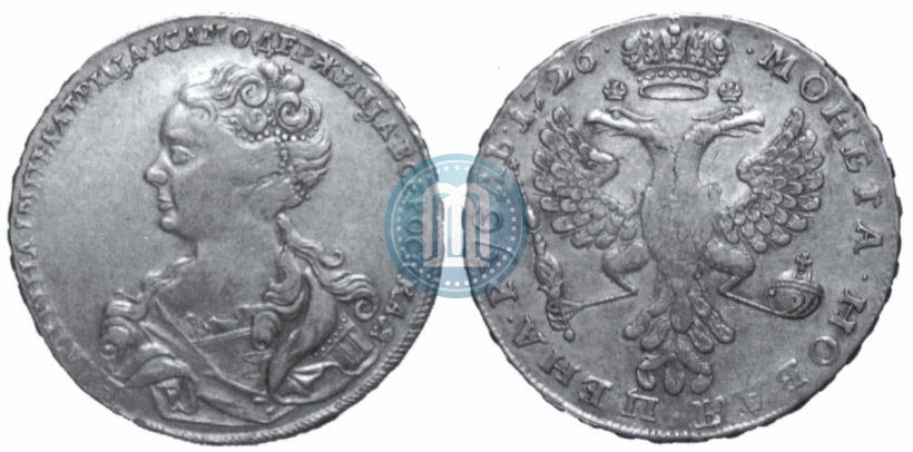 Picture 1 rouble 1726 year  "Moscow type, portrait turned to the left"