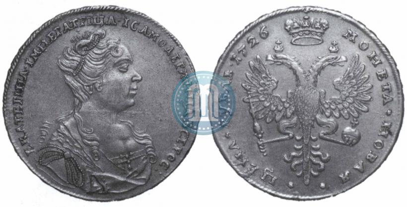 Picture 1 rouble 1727 year  "Moscow type, portrait turned to the right"