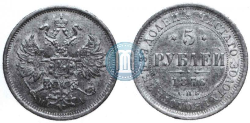 Фото 5 рублей 1876 года СПБ-НІ 