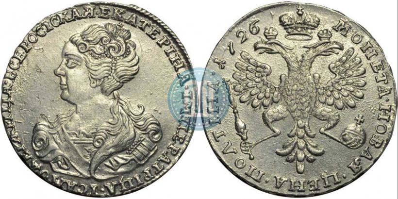 Picture Poltina 1726 year  "Moscow type, portrait turned to the left"