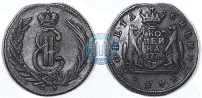 Picture 1 kopeck 1774 year КМ 