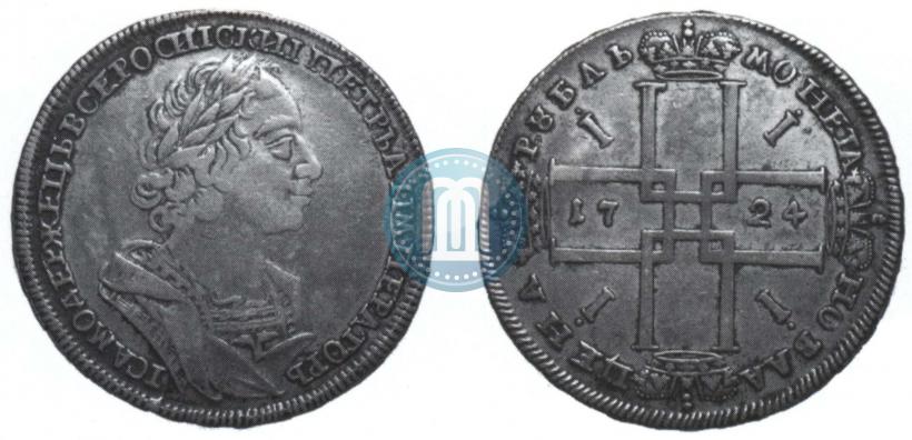 Фото 1 рубль 1724 года  "Портрет в античных доспехах"